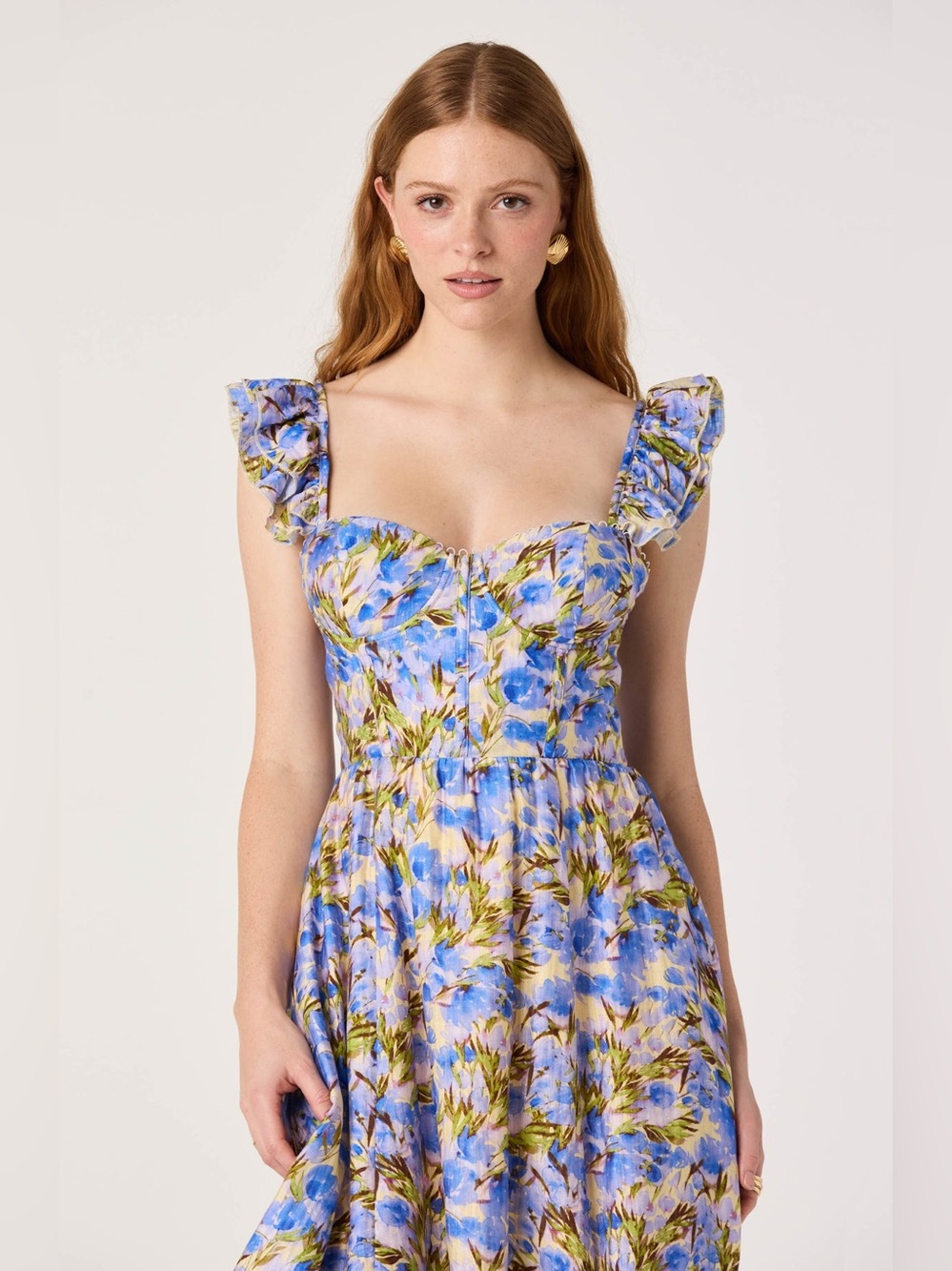 ASTR The Label Wedelia Print Midi Dress Floral Corset Back Size Small - Picture 16 of 16